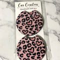 Pink Cheetah Car Coasters Set of 2