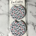 Cute Ghost with Daisies Car Coasters Set of 2