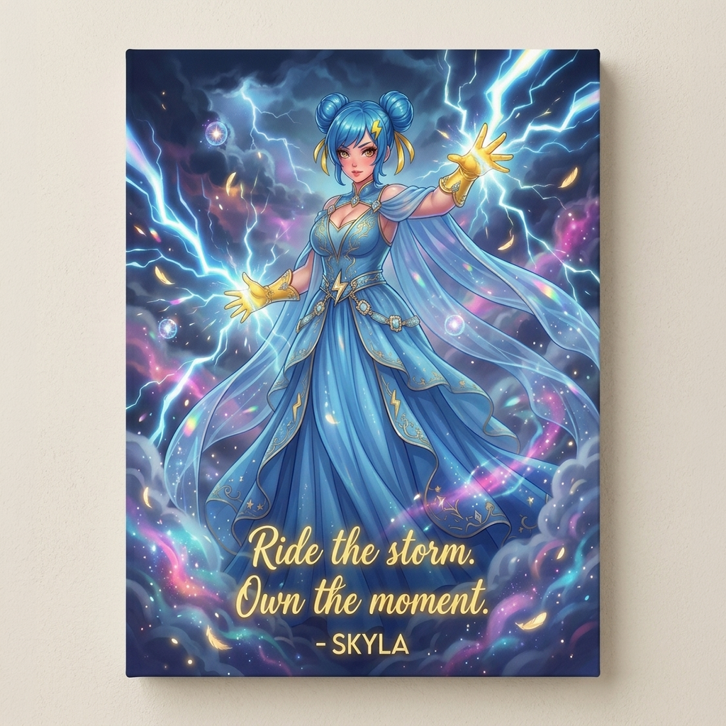 Ride the Storm – Original Character Inspirational Canvas Wall Art | Skyla